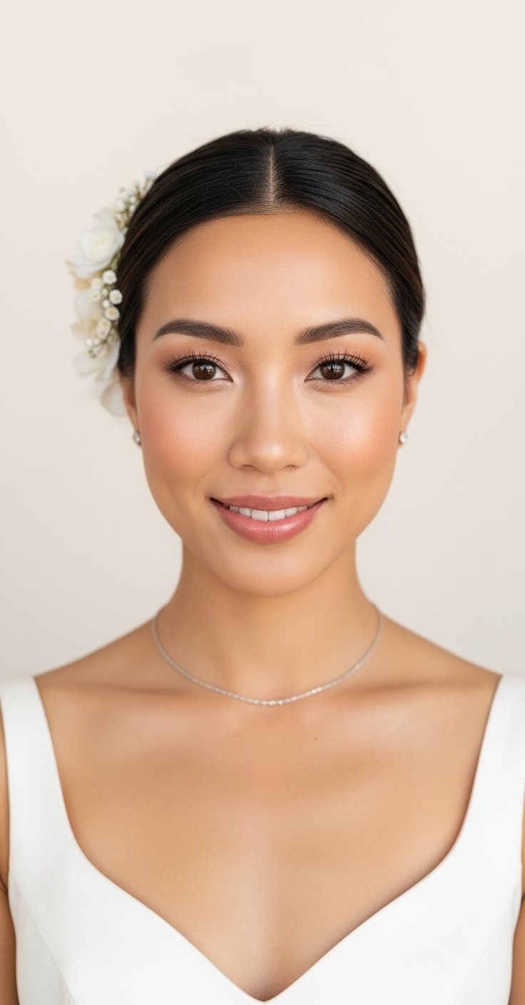 After Bridal Bun With Flower